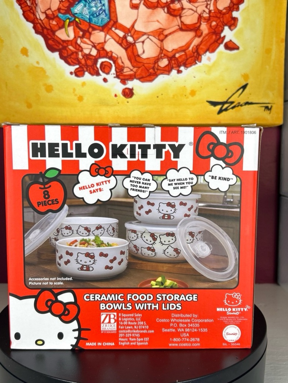 Hello Kitty Red and White Ceramic Food Storage Bowl Set with Lids